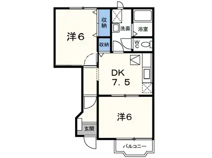 スウィート (2DK/1階)の間取り写真