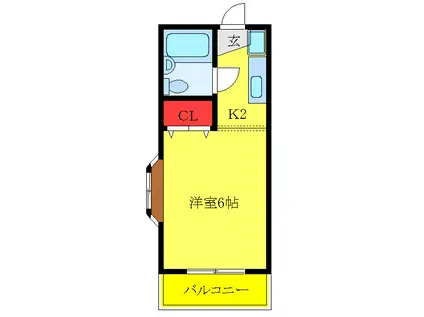 パステルフローラ(ワンルーム/2階)の間取り写真