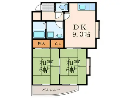 志井サンフェリカ(2DK/3階)の間取り写真
