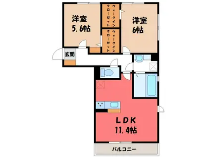 シュシュポルト(2LDK/3階)の間取り写真