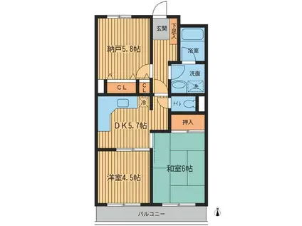 メゾンドサンクII(3DK/4階)の間取り写真