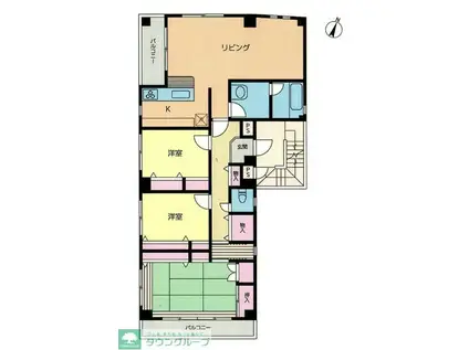 吉川ビル(3LDK/2階)の間取り写真