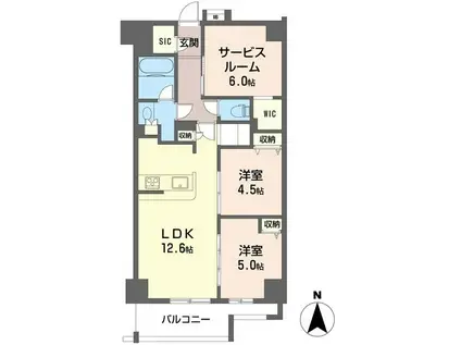 ツインズ国立II(2SLDK/9階)の間取り写真