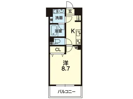 ライズ下通(1K/6階)の間取り写真