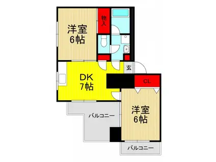 エスポワール並木(2DK/2階)の間取り写真