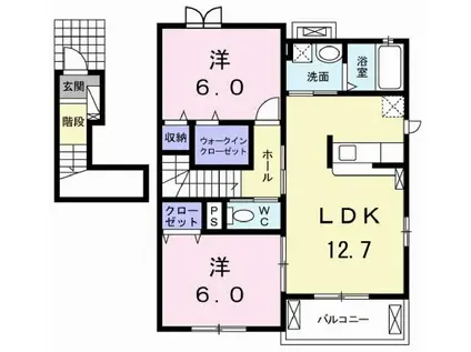 ピアチェーヴォレII(2LDK/2階)の間取り写真