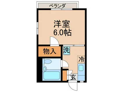 ハイツ芽生(ワンルーム/1階)の間取り写真