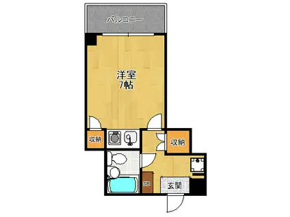 フロントリバー東難波(1K/3階)の間取り写真