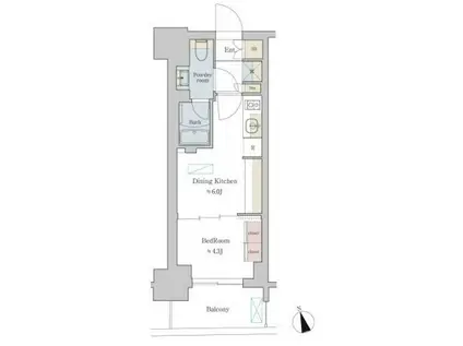 BRILLIA IST町屋(1DK/6階)の間取り写真