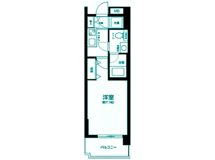 シンシアフォーディエフフォート(1K/4階)の間取り写真