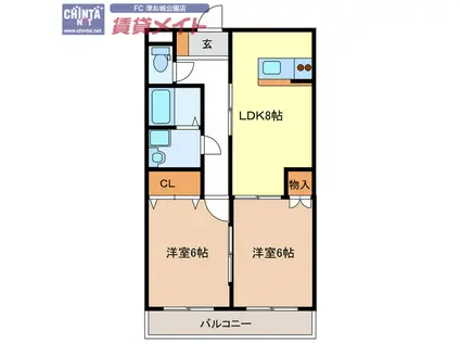 ガーデンクレスト(2LDK/1階)の間取り写真