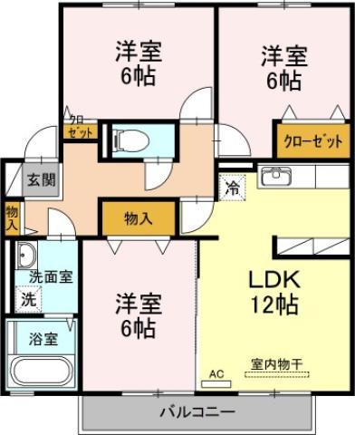 ボヌールK2(3LDK/2階)の間取り写真