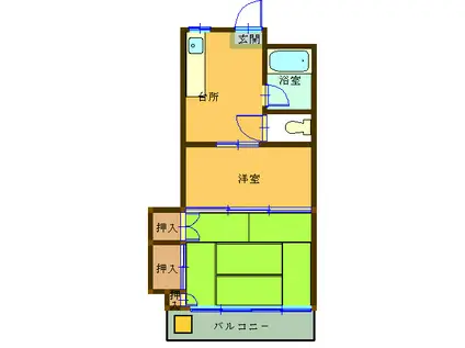 山崎コーポ(2DK/2階)の間取り写真
