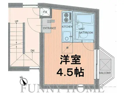 フラット14(ワンルーム/4階)の間取り写真