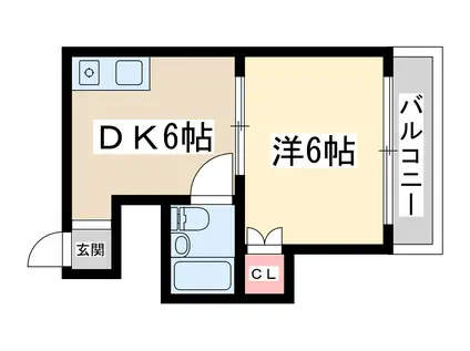 バスティオーネ(1DK/3階)の間取り写真