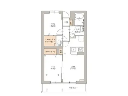 BELL SOLANA(2LDK/3階)の間取り写真