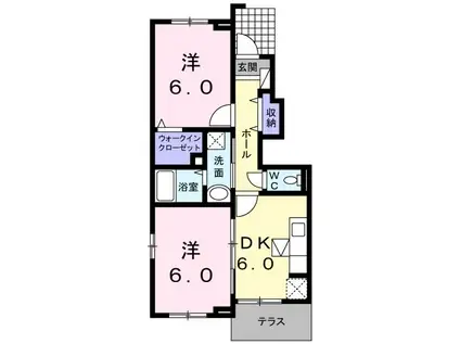 エテルノステラB(2DK/1階)の間取り写真