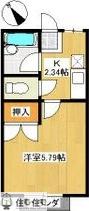 ハイツナカミチ(1K/2階)の間取り写真