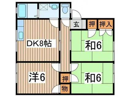 コーポキャッスル(3DK/1階)の間取り写真