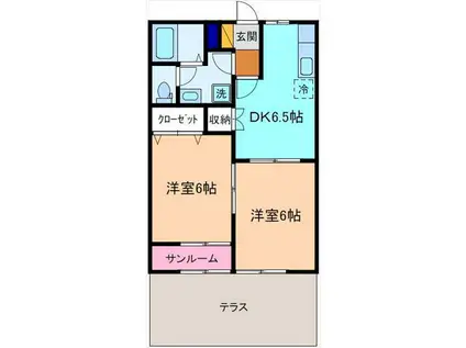 ミモザ5(2DK/1階)の間取り写真
