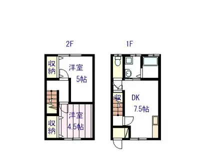 ローサ花園A(2DK/1階)の間取り写真