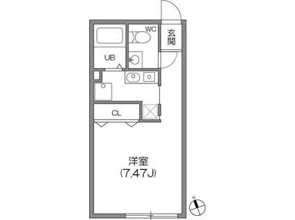 ZESTY神楽坂I(ワンルーム/4階)の間取り写真
