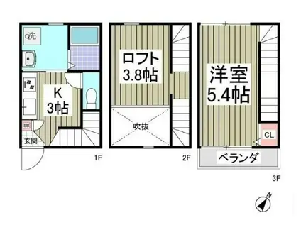 SERENO検見川(1K/1階)の間取り写真