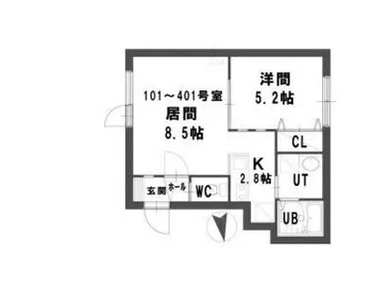 グランメール麻生南公園(1LDK/4階)の間取り写真