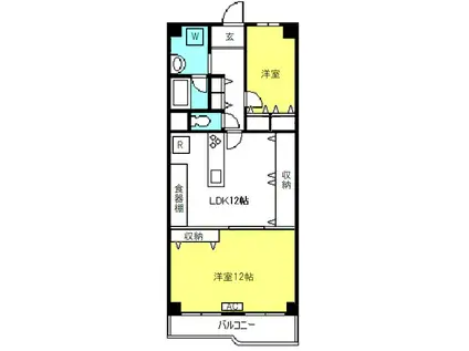 恒陽大宮公園マンション(2LDK/6階)の間取り写真