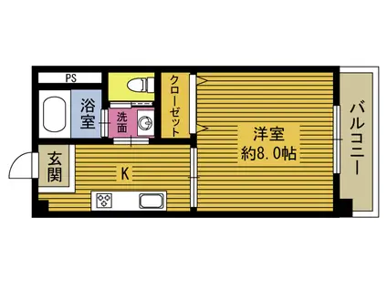 キーウエストIII(1K/2階)の間取り写真