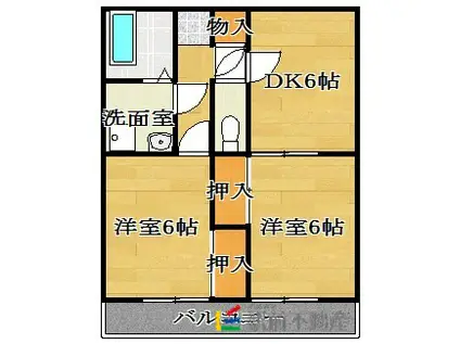 荻島第2ビル(2DK/5階)の間取り写真