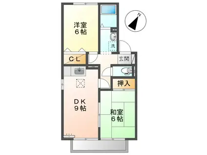 セジュール三宅 D棟(2DK/1階)の間取り写真