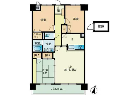 ホワイティ西新II(3LDK/5階)の間取り写真