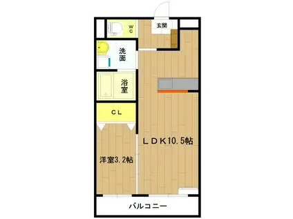 アンジューIX(1LDK/1階)の間取り写真