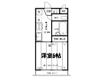プリムヴェールハイム(1K/3階)の間取り写真