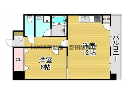 阪神ハイグレードマンション3番館(1LDK/7階)の間取り写真