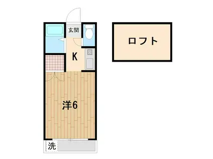 ローリ・ポーリ川口(1K/2階)の間取り写真