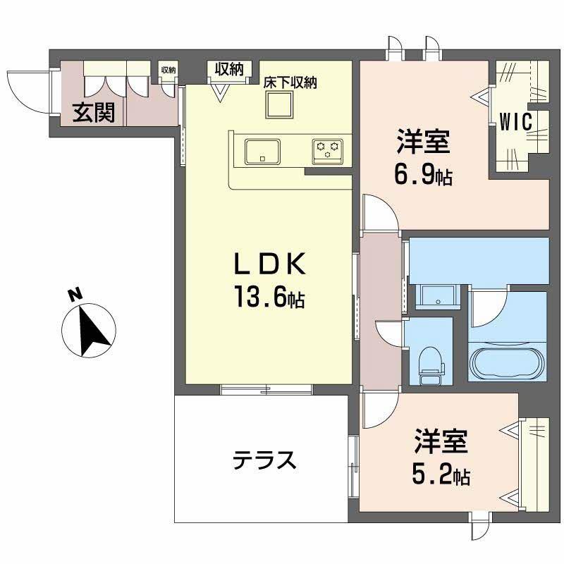 シャーメゾン 木の実(2LDK/1階)の間取り写真