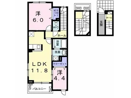 サンシャイン東山 PARTI(2LDK/3階)の間取り写真