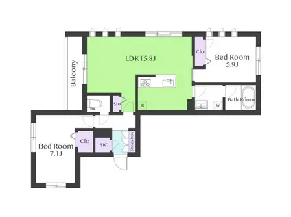レーヴマニフィック西馬込(2LDK/3階)の間取り写真