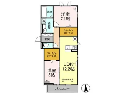 GRASS FIELDS SERENA IV(2LDK/3階)の間取り写真