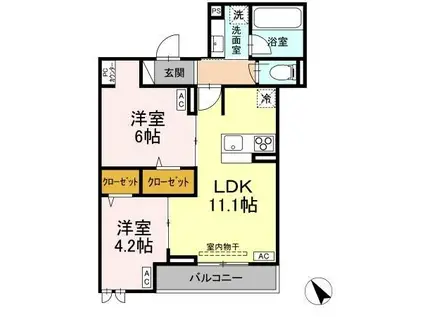 ディープレシャス立川高松町(2LDK/2階)の間取り写真