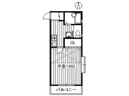 ラ・カーサ・フェリス(1K/2階)の間取り写真