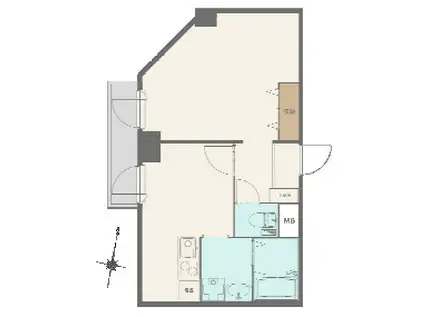 サンビルダープラス磯上ベース(1DK/6階)の間取り写真