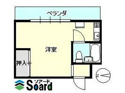 グリーンベール除ヶ町B(ワンルーム/2階)の間取り写真