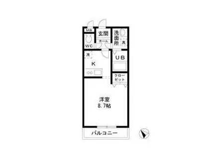 GREAT ADVANCE B棟(ワンルーム/2階)の間取り写真