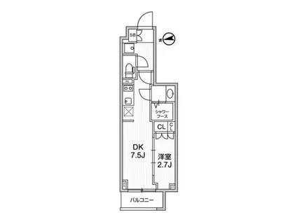 ディームス西早稲田(1DK/2階)の間取り写真