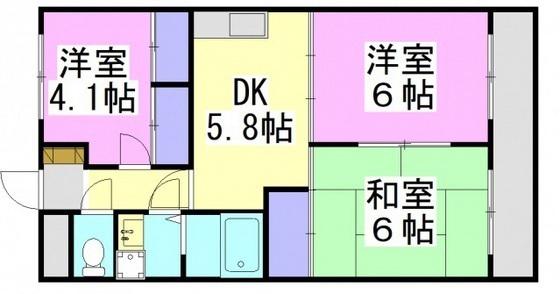 旭グリーンハイツ(3DK/2階)の間取り写真