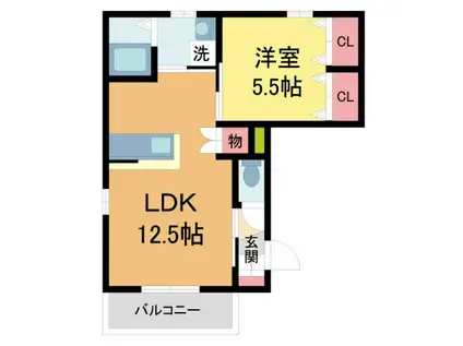MAISON FORET 上甲子園(1LDK/2階)の間取り写真