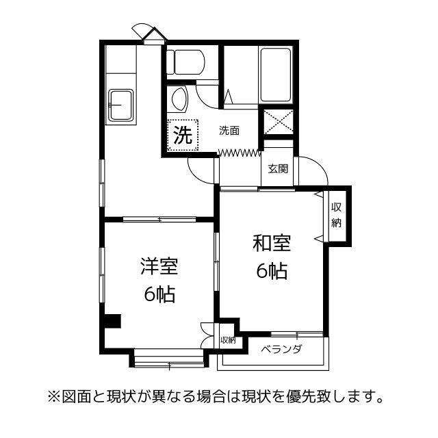 ヴァンベール羽根(2K/2階)の間取り写真